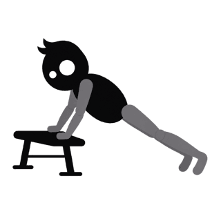 Illustration of the Hands-Elevated Push-Up: Higher hands means less load - use it to grind out real reps, not sloppy ones.