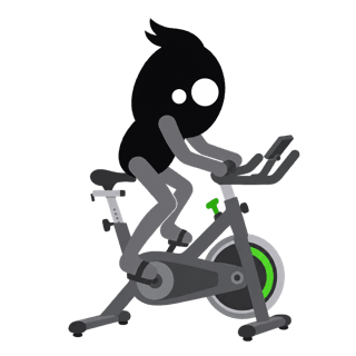 Illustration of the Spin Bike Intervals: Out of the saddle on the work interval, sit and spin light to recover.