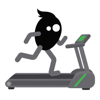 Illustration of the Treadmill Run: Land under your hips, quick cadence - if you are pounding, slow down.