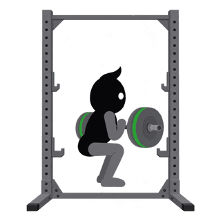 Illustration of the Zercher Squat: Bar in the elbow crease, chest up, brace like you are about to get punched.